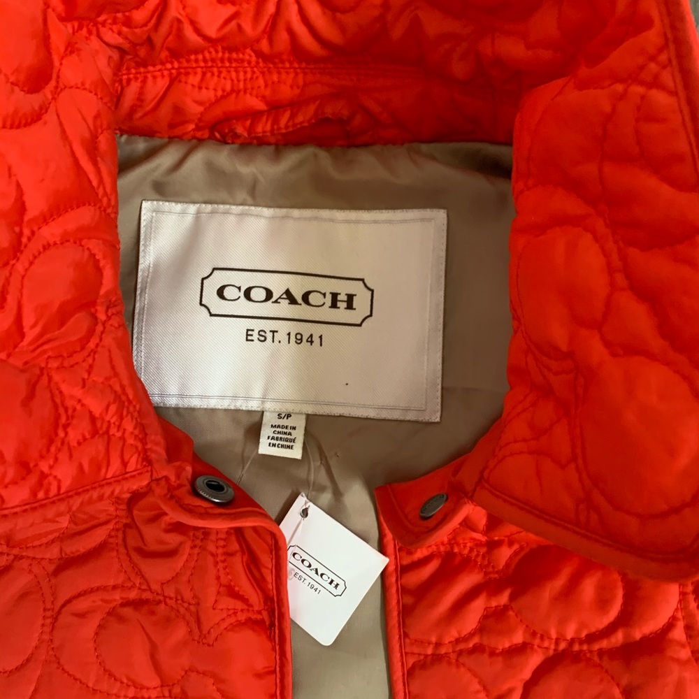 Coach new NWT light quilted jacket orange Fall S M